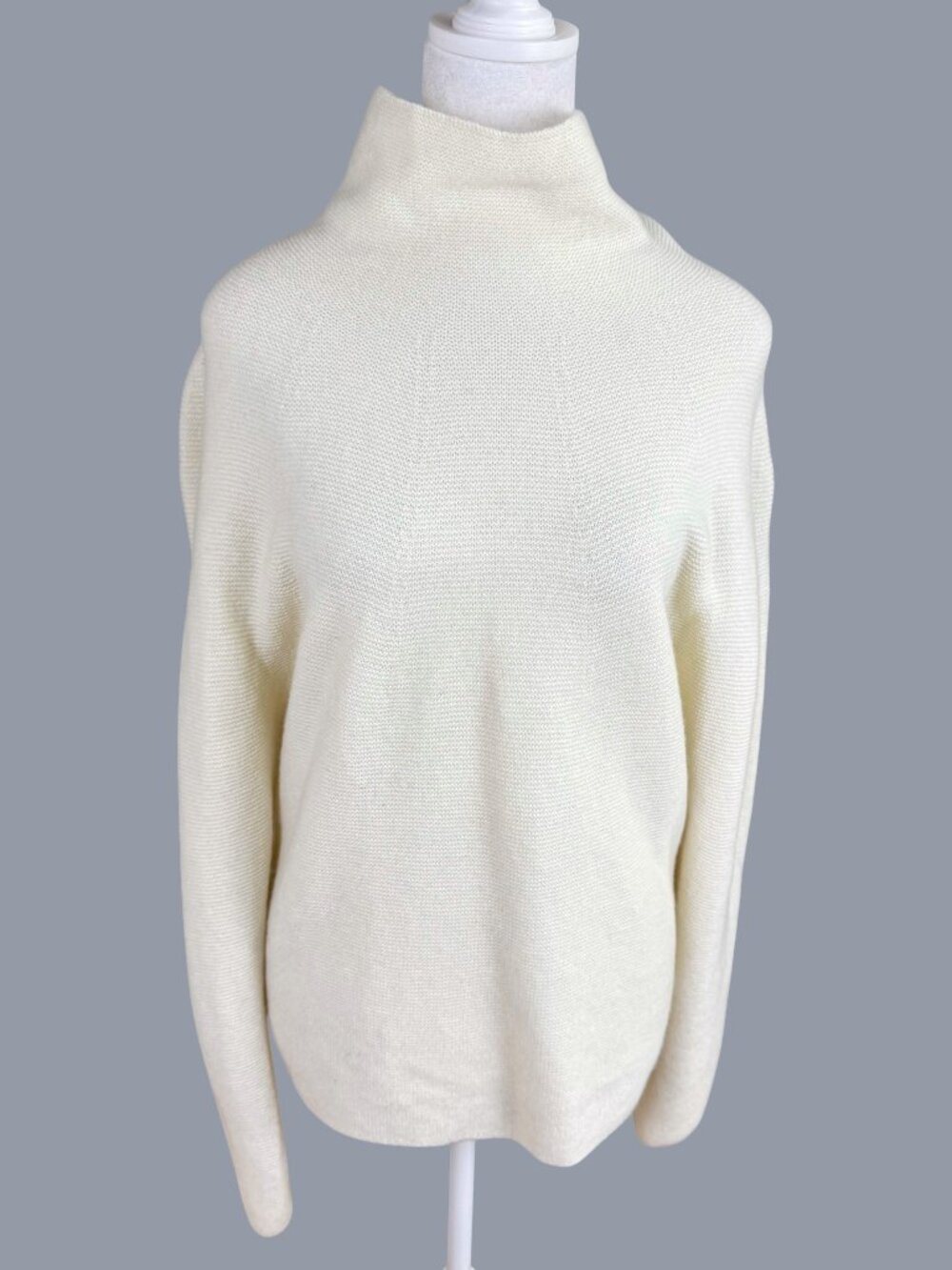 Uniqlo Sweater Wool Blend Funnel Neck Ivory Minimalist (S)